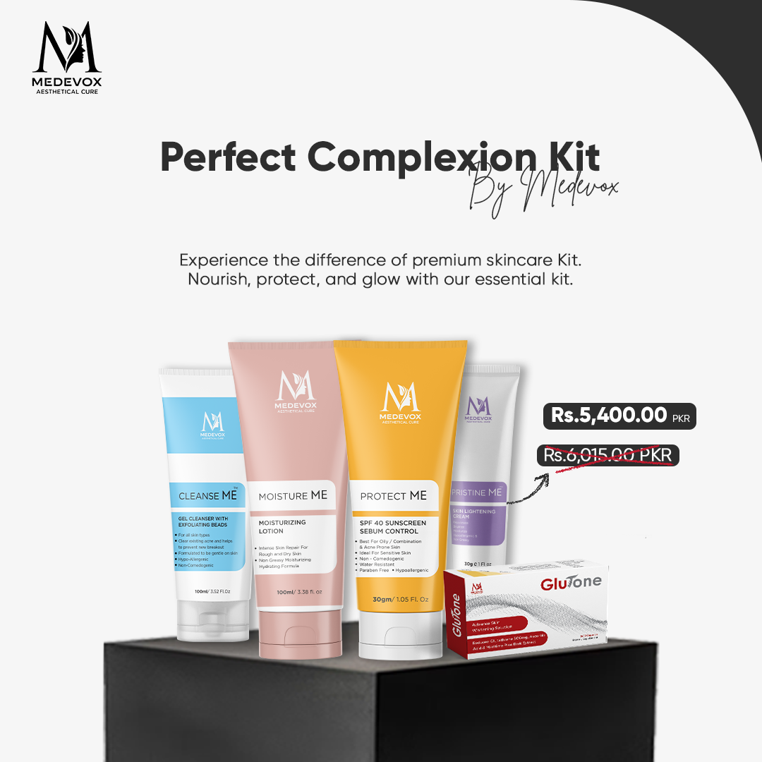 Perfect complexion Kit: Glutone tablets | Cleanse ME | Moisture ME | Protect ME spf 60 | Pristine ME