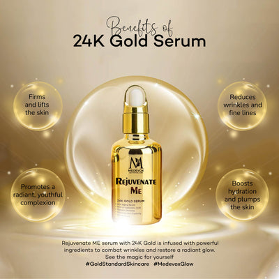 Rejuvenate ME | 24K Gold Serum with Hyaluronic Acid to Hydrate Dry Skin, Rejuvenate Dullness and Plump your Skin